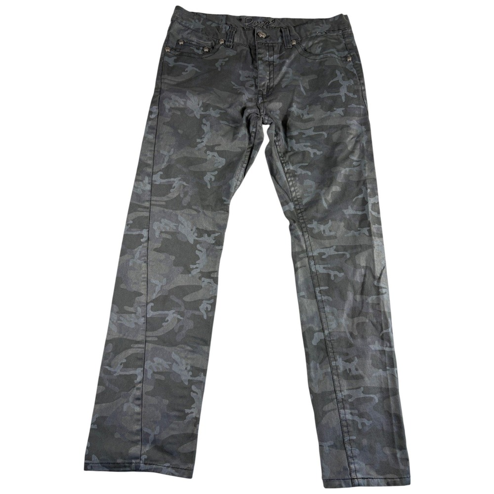 Royal Premium Mens Camo 34x32 Straight Leg Pants Dark Grey Grunge Urban Y2K